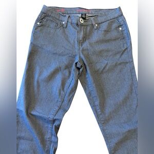 Skinny 3 / 4 Juniors Dark Gray Jeans Red Blue Denim Stretch Thin